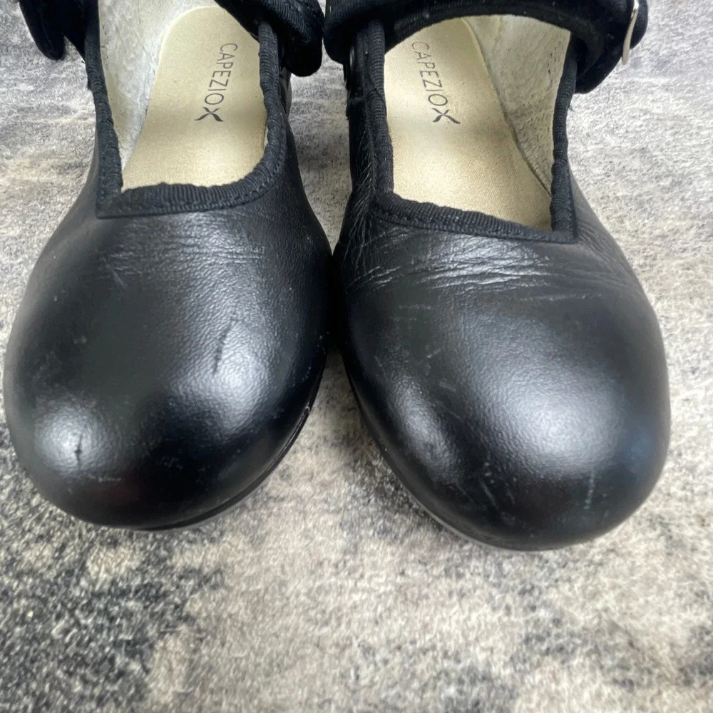 Capezio Mary Jane Tele Tone Tap Shoes Youth 13.5 Black Leather Buckle